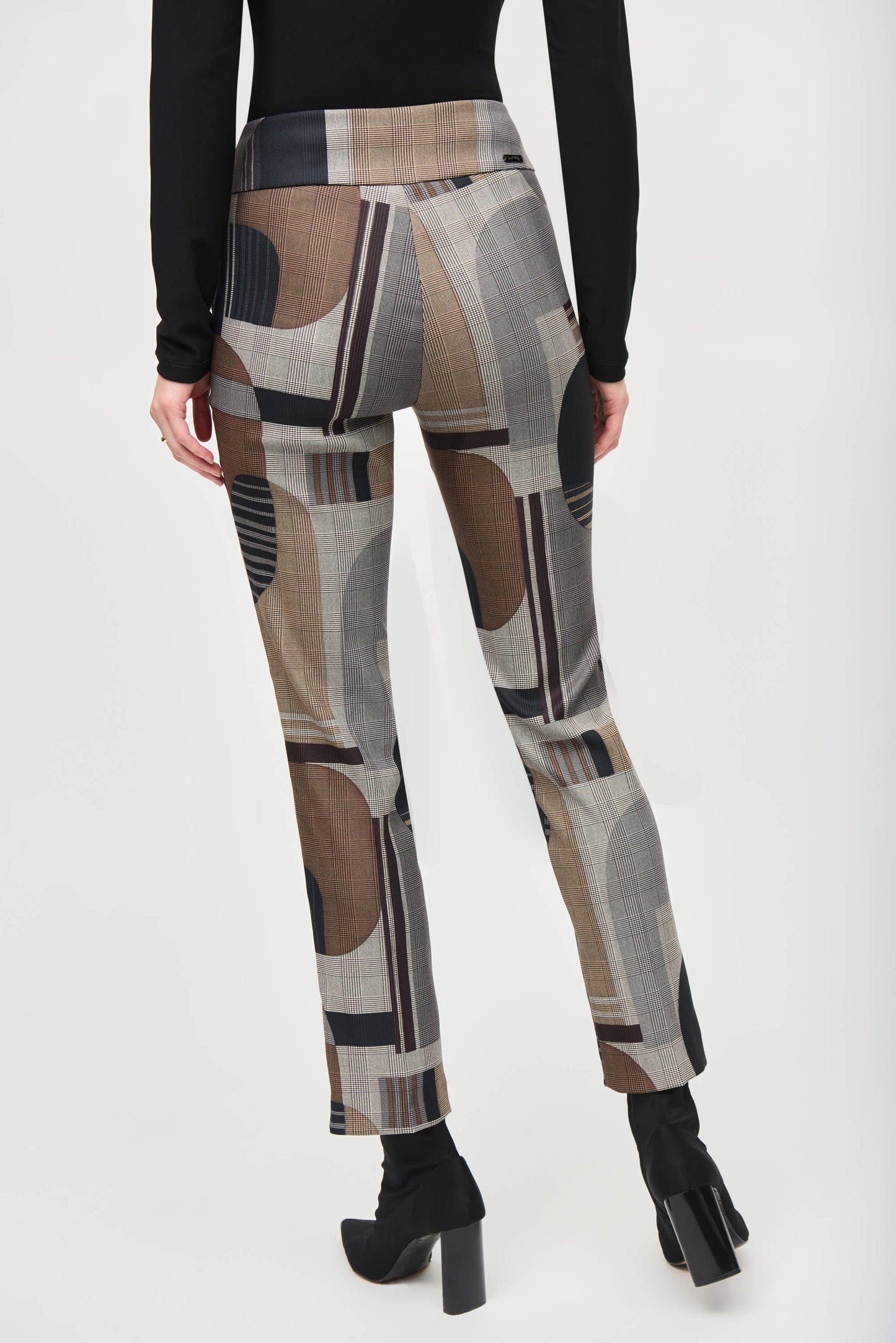 Jacquard Abstract Print Straight Pull-On Pants 243299