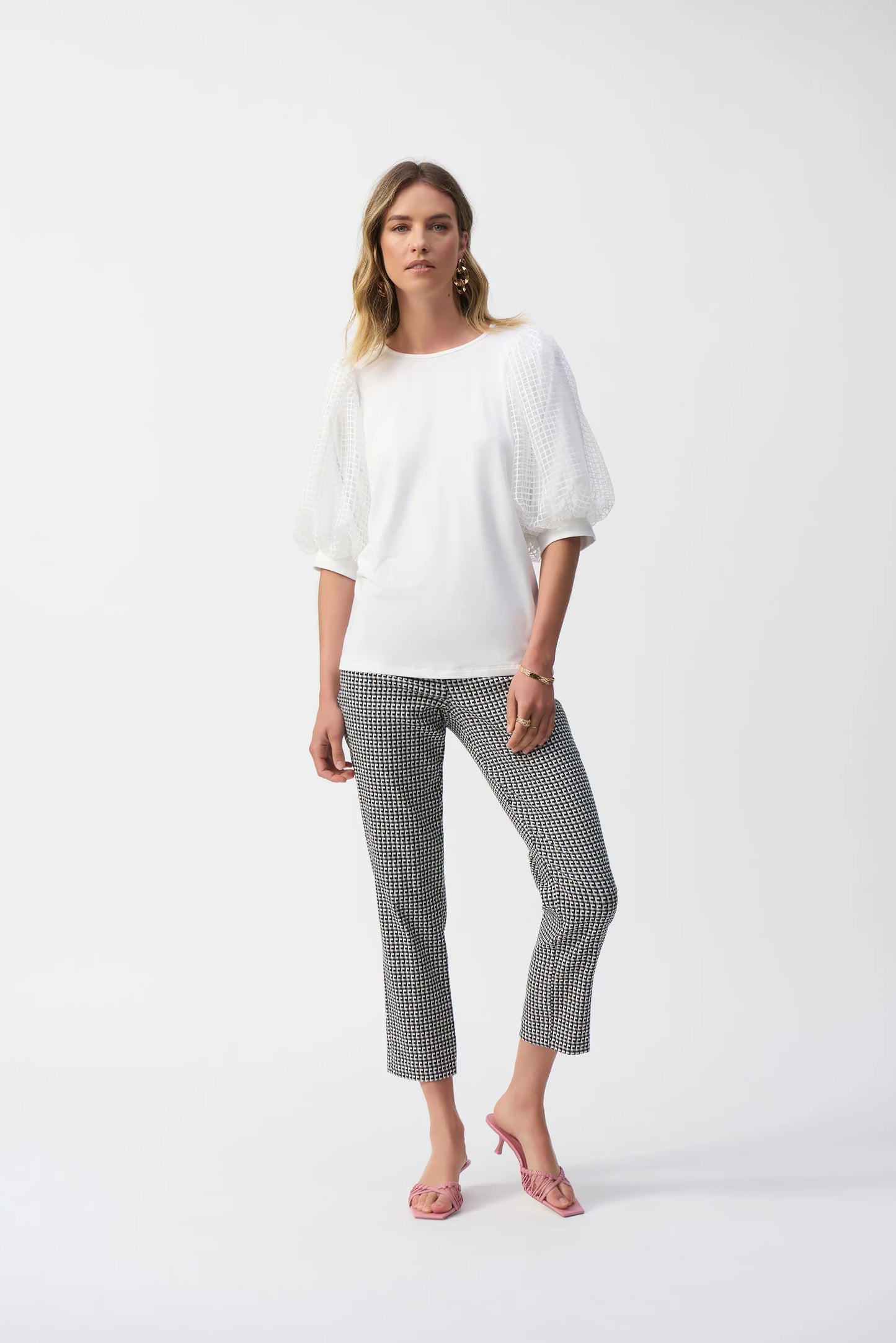 Sheer Puff Sleeve Pullover (251097)