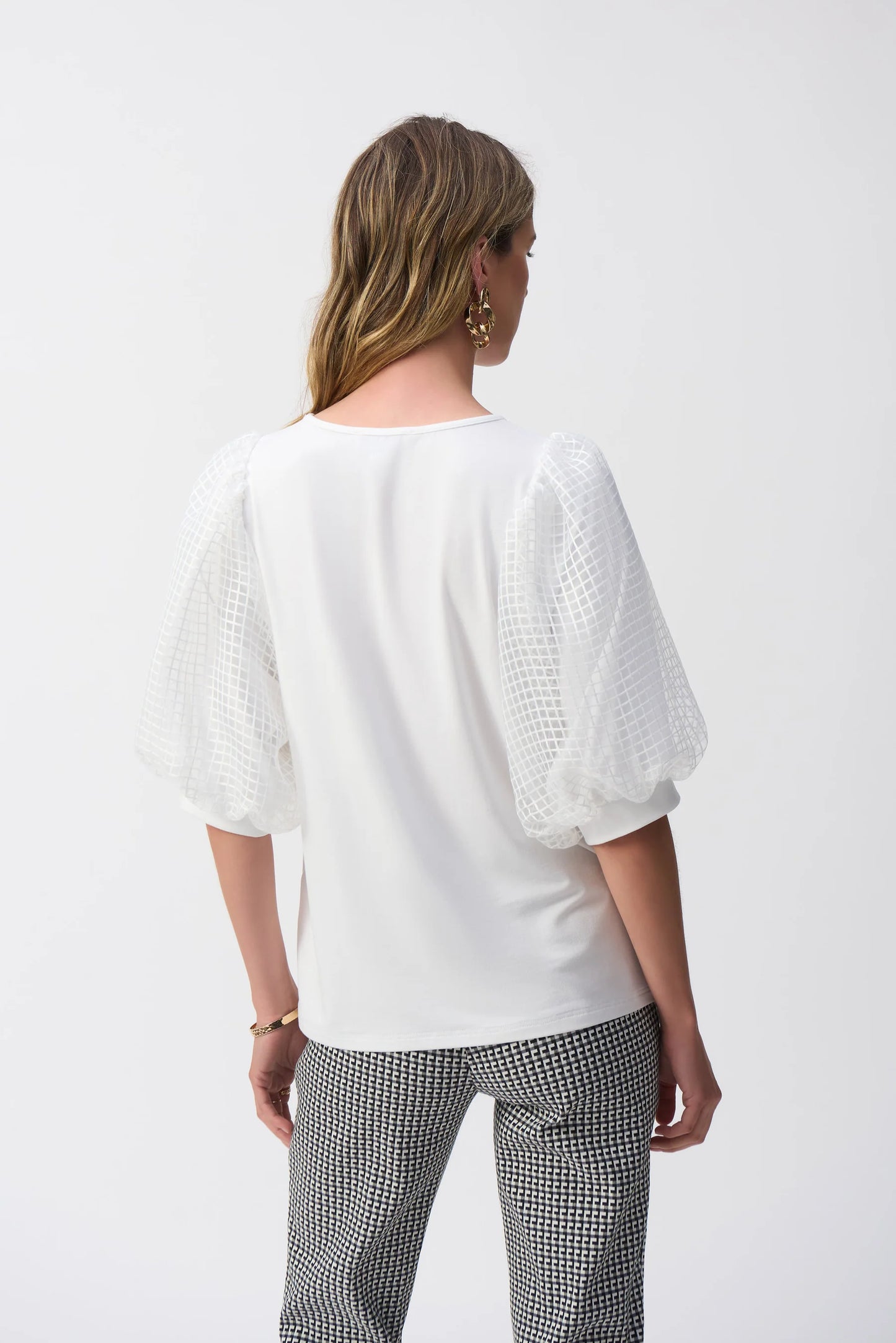 Sheer Puff Sleeve Pullover (251097)