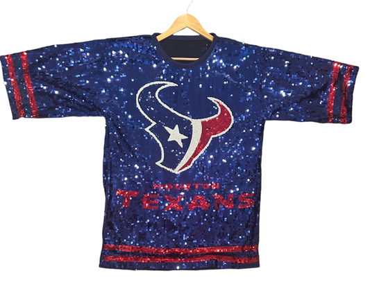 Houston Texans One Size Sequin Jersey Blue or Red