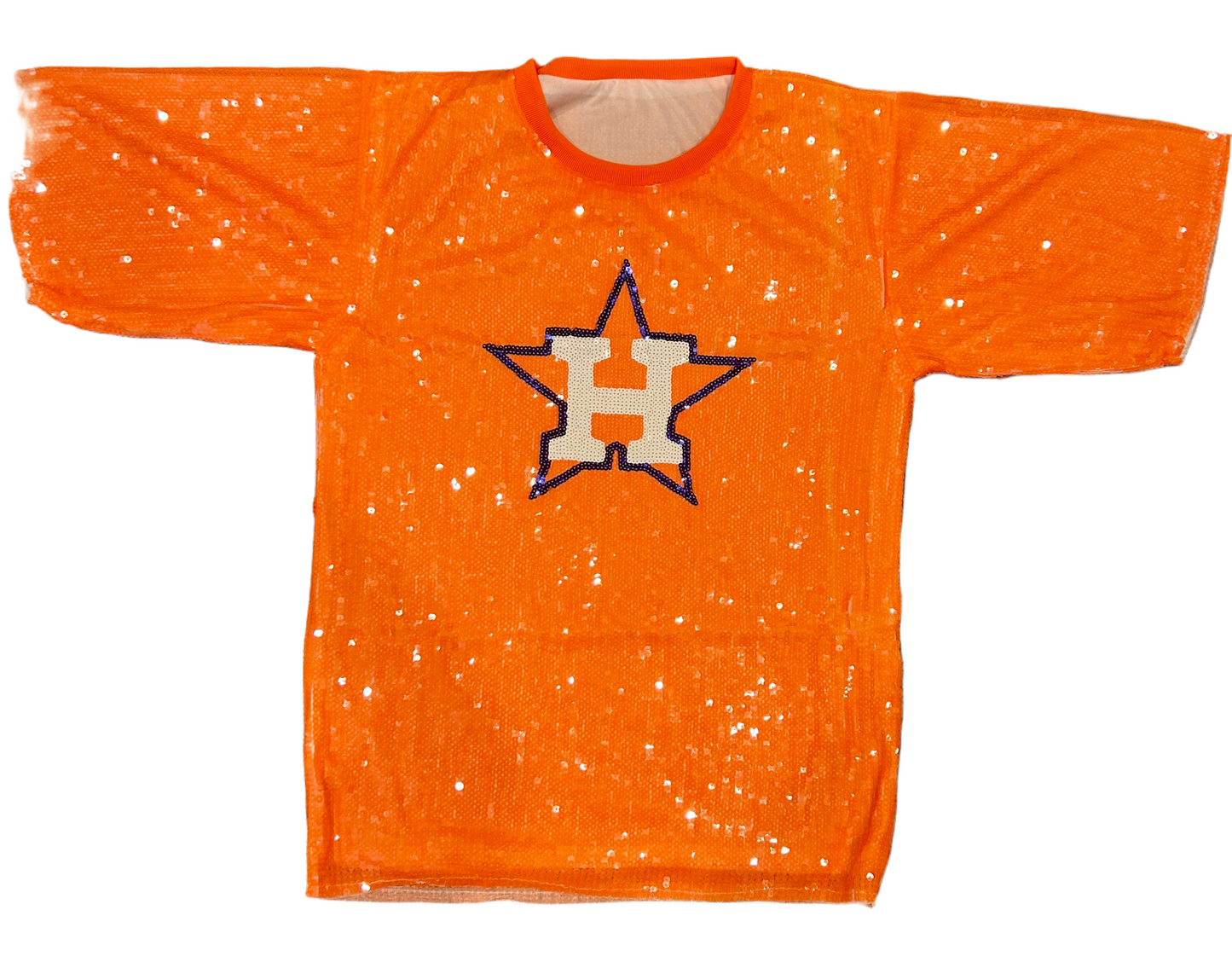 Astros 1 size fits most bling tee blue, retro & orange
