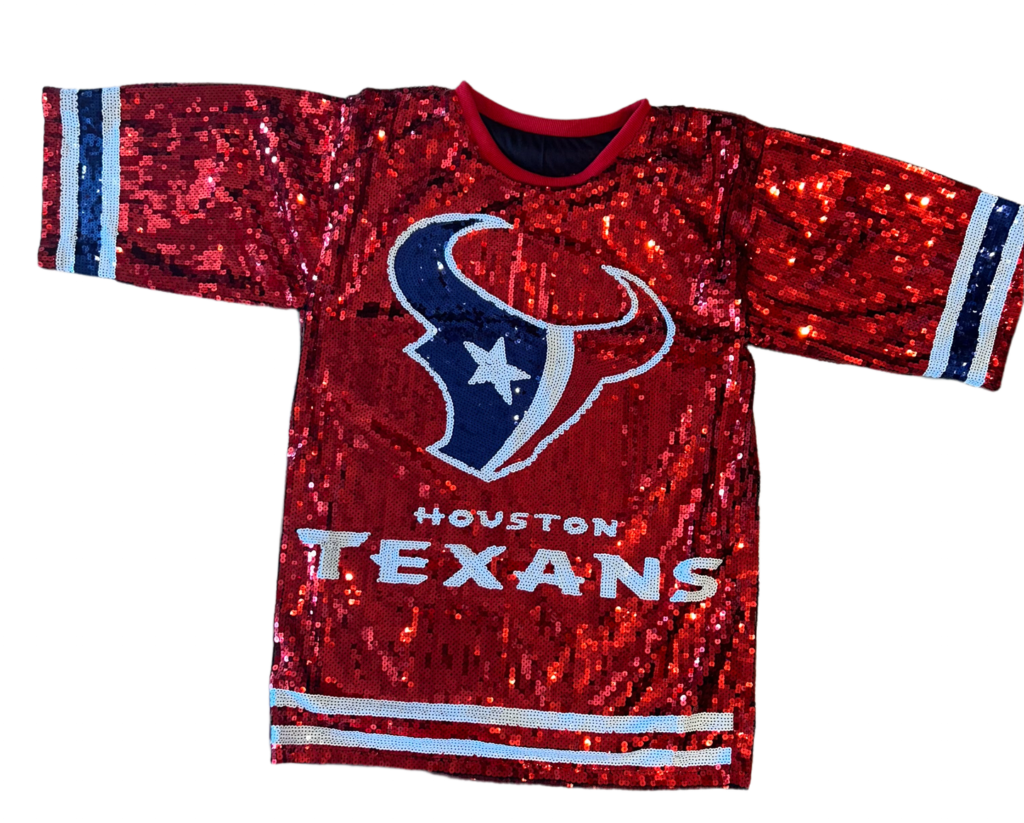 Houston Texans One Size Sequin Jersey Blue or Red